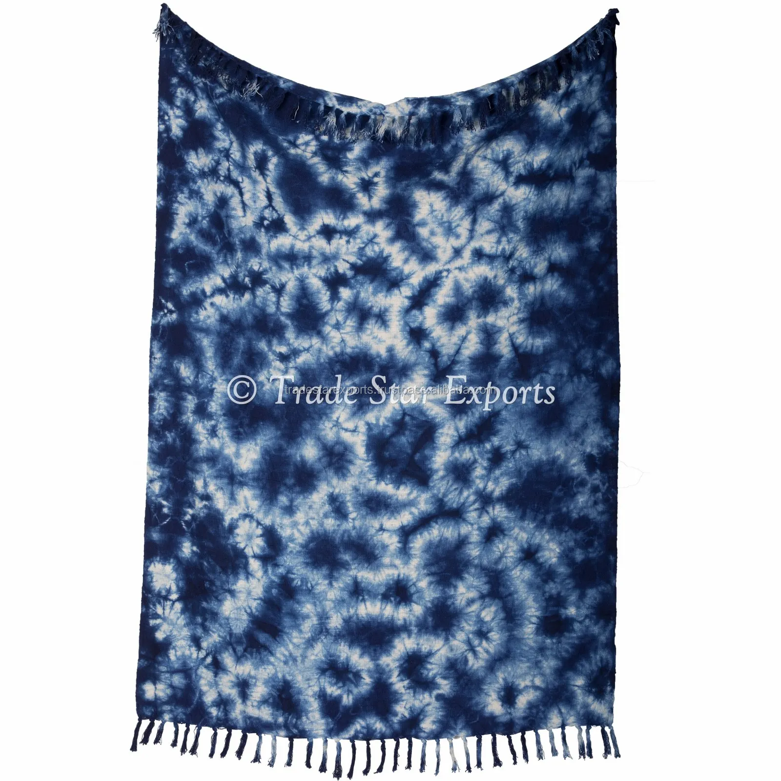 Authentic Shibori Throw Blanket Hand Loomed Sofa Throw Indian Handmade