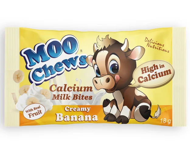 
Moo Chews packet Banana Healthy Snack Kids and Toddlers Milk Tablet High Calcium NZ made 