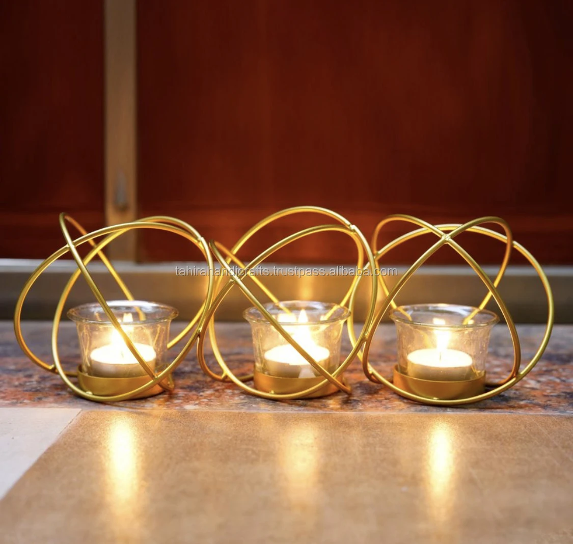 Metal gold ring glass candle holder Tea Light Candle Holder for wedding decorations Table decor Christmas Gift amazon product