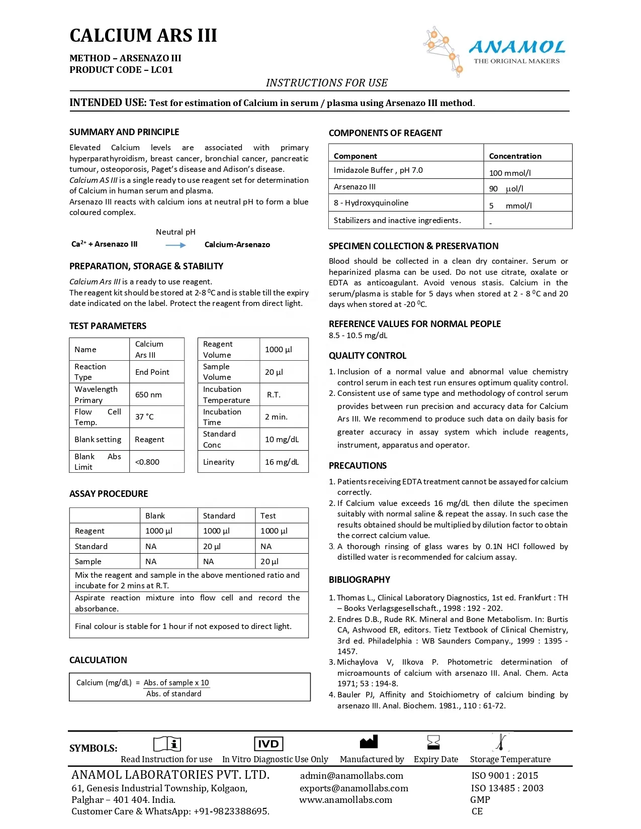LC01 CALCIUM ARS III