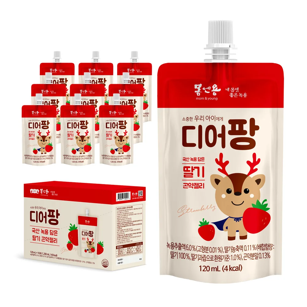 Deer Antlers Konjac Jelly Drink Strawberry Juice Made In Korea 120ml