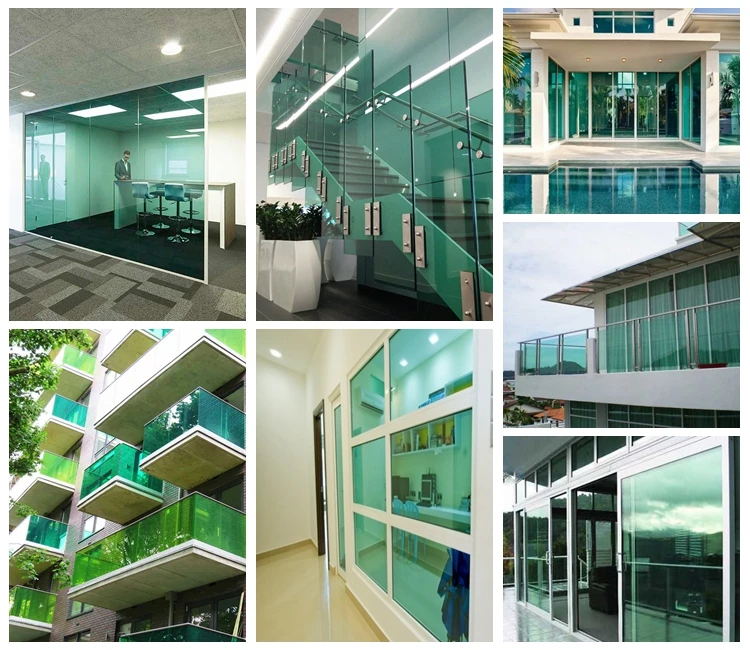 17.52mm Thickness Green Tinted Tempered Toughened Pvb Laminated Safety Glass Double Layers