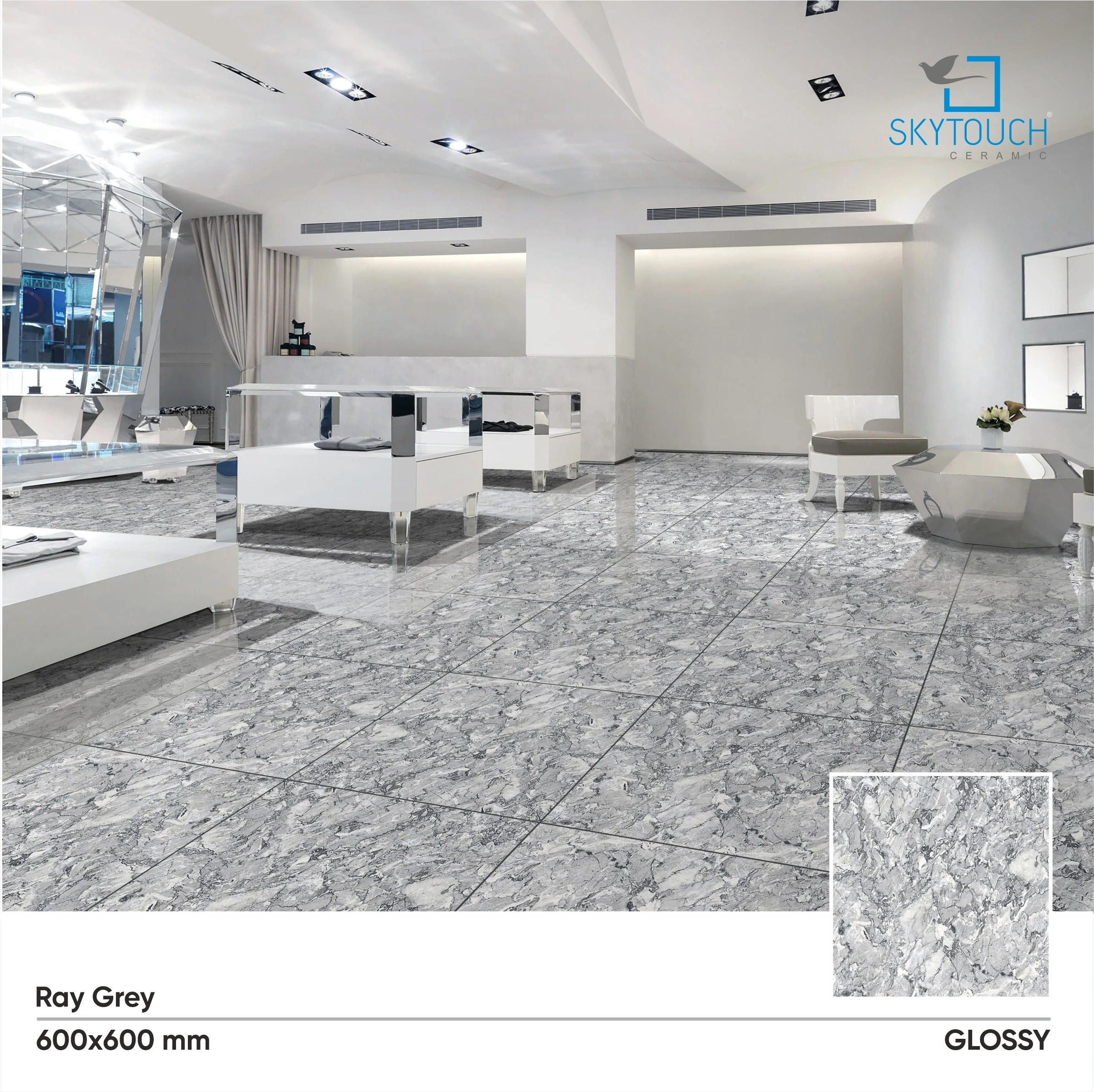 Highlighter surface polish wall tiles light light white simulated Ray Grey porcelain polish tiles for bathroom designs