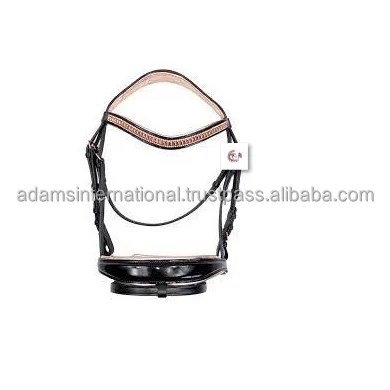 ANATOMICAL LEATHER JUMPING BRIDLE PADDED COMFORT SHOW STITCHING BLACK BROWN M L 