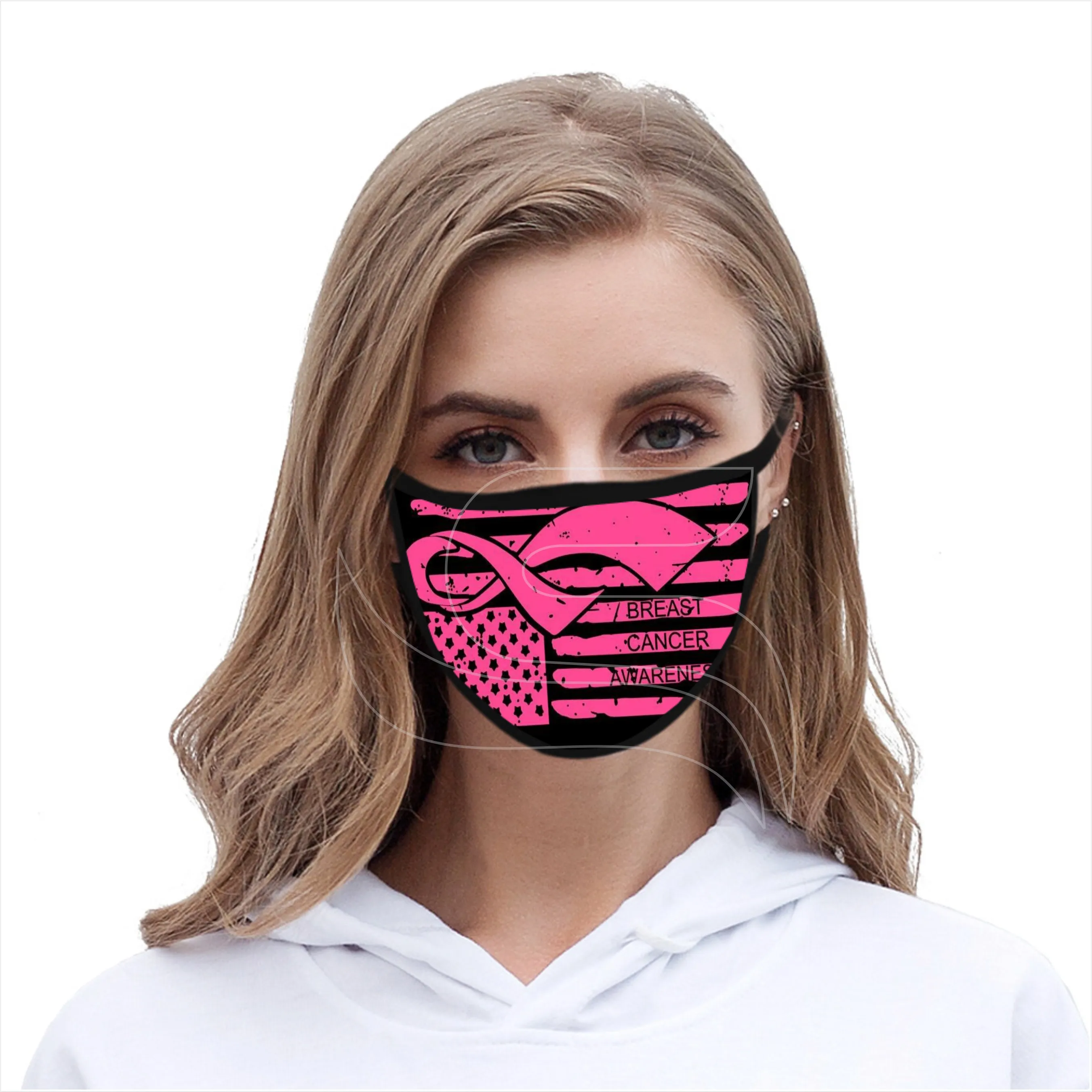 
breast cancer awareness printed facemask / breast cancer awareness face cover 