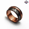 Hand Made Damascus Steel Copper Inlay & Sleeves Ring.