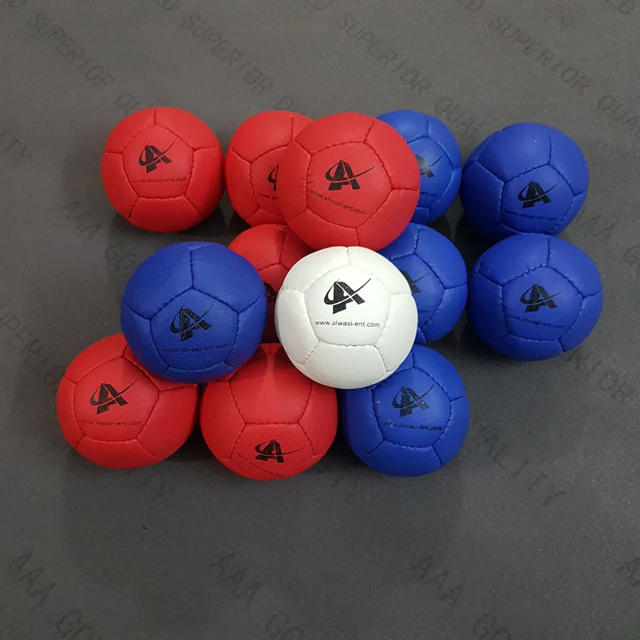 Hand Stitched Boccia Balls Set Of 13 Balls 6 Red 6 Blue 1 White Packed In Carrying Bag With