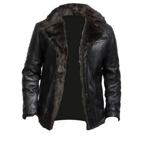 leather fur jacket mens