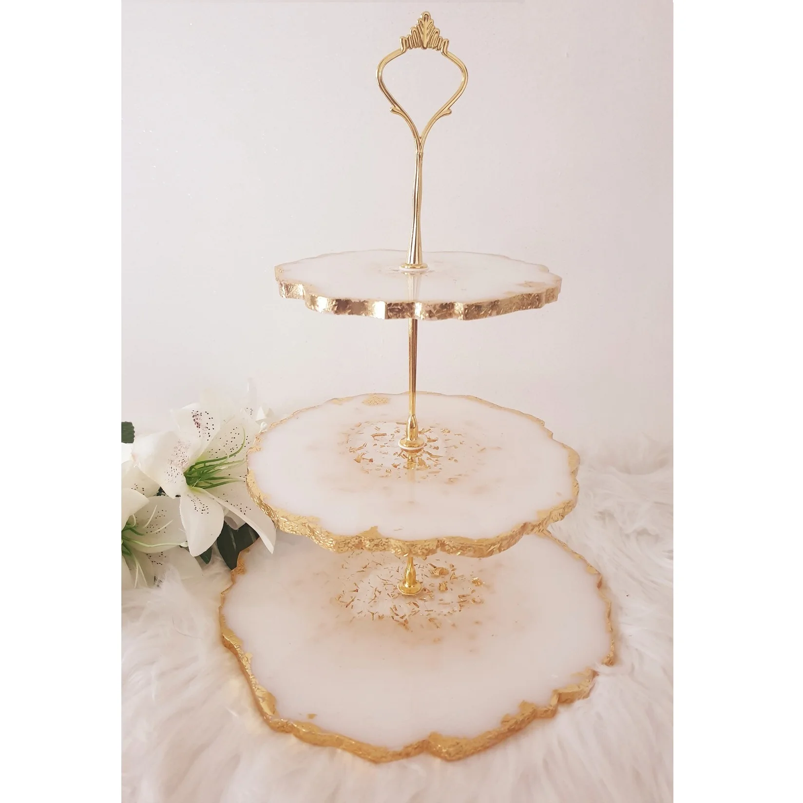 3 Tier Cake Stand Tier Uncut Resin Hand Made Cake Stand Customized Size