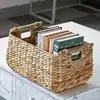 New product 2020 Eco Friendly Water Hyacinth Wicker Rectangular with Wooden Handles Storage Box