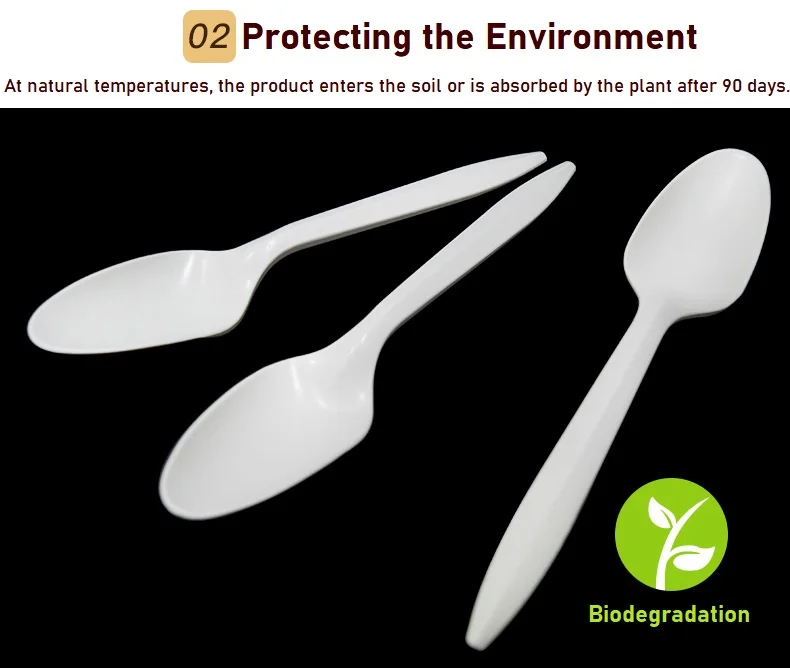 Round Shape Black/White/Customized 100% Biodegradable ECO Friendly  PLA Cutlery  Compostable Spoons