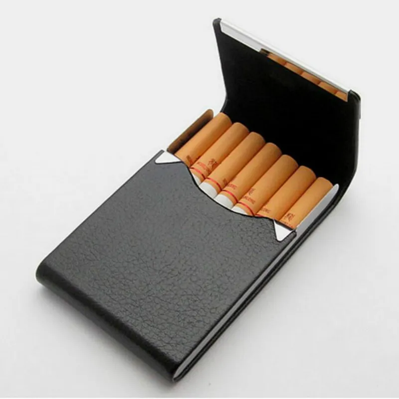 Aluminum Cigar Cigarette Case Tobacco Holder Pocket Box Storage Container Stainless Steel Pu