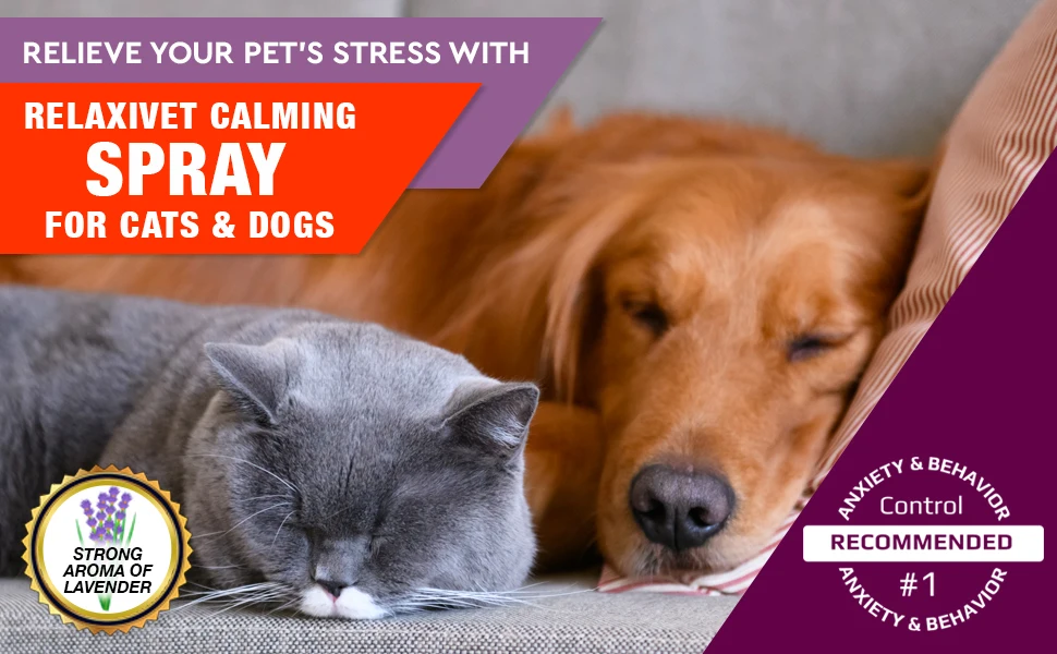 Relaxivet Pheromone Calming Spray For Cats And Dogs (50ml) With A Long