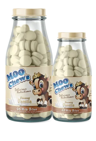 
Moo Chews 96 tablets bottle Vanilla Healthy Snack Kids and Toddlers Milk Tablet High Calcium NZ made 