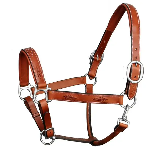 Luxury Leather Horse Halter Hardware Buckles Horse Halter Chasehalter With Brass Customized Pk