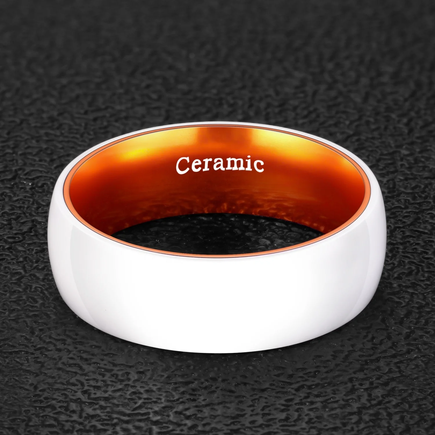 POYA 8mm White Ceramic Wedding Rings with Orange Anodized Aluminum ...
