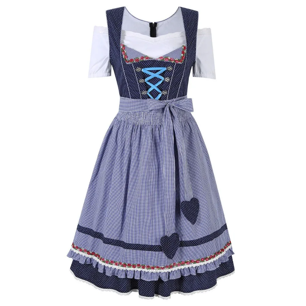 bright womens oktoberfest 服装巴伐利亚啤酒女孩 dirndl 连衣裙