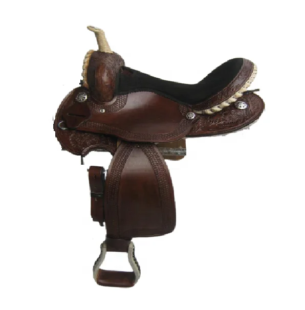 Western Barrel Leather Smart Horse Saddle With High Quality Fiber Glass