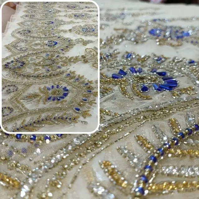 Luxury Beaded Fabric Embroidery Beaded Wholesale Factory From Indian