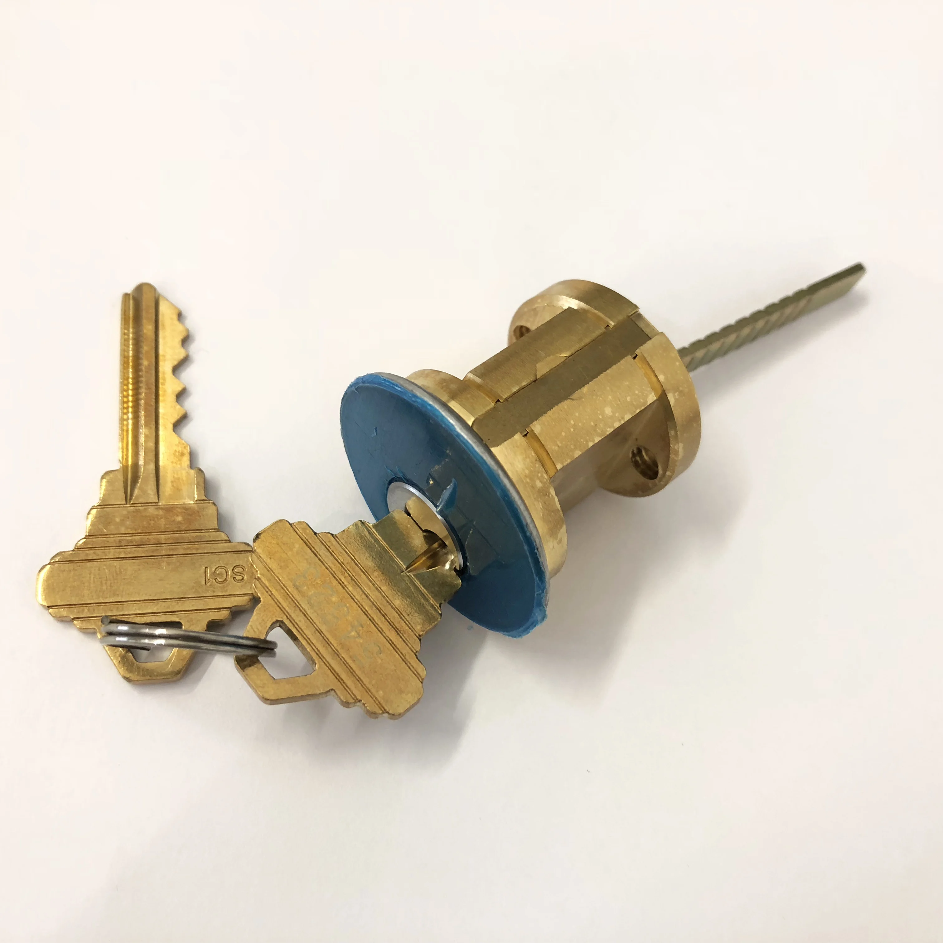 Heavy Duty Rim Cylinder Lock 5 Pin Brass Schlage Sc1 Keyway For Panic