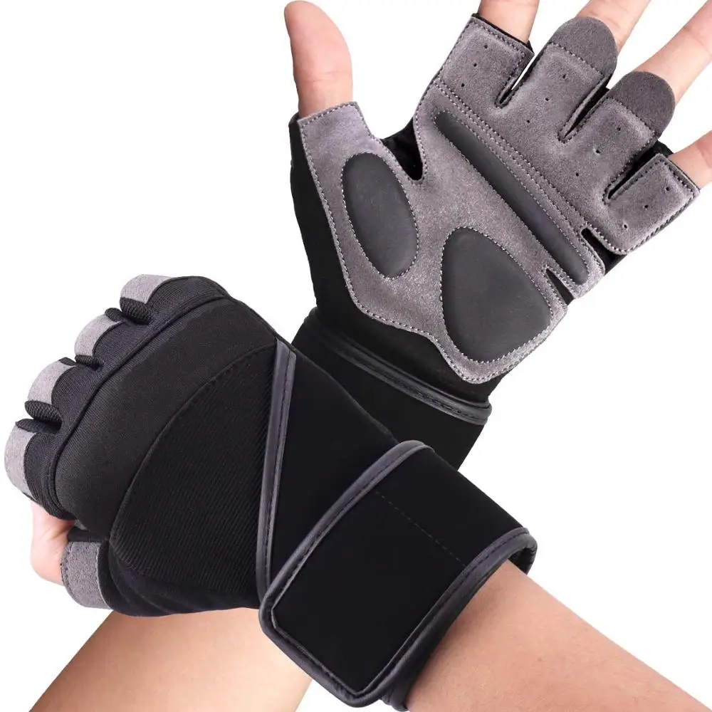 
Pro Weightlifting Gym Gloves gray and black for Mens Workout Fitness and Bodybuilding Gloves Half finger Gloves 