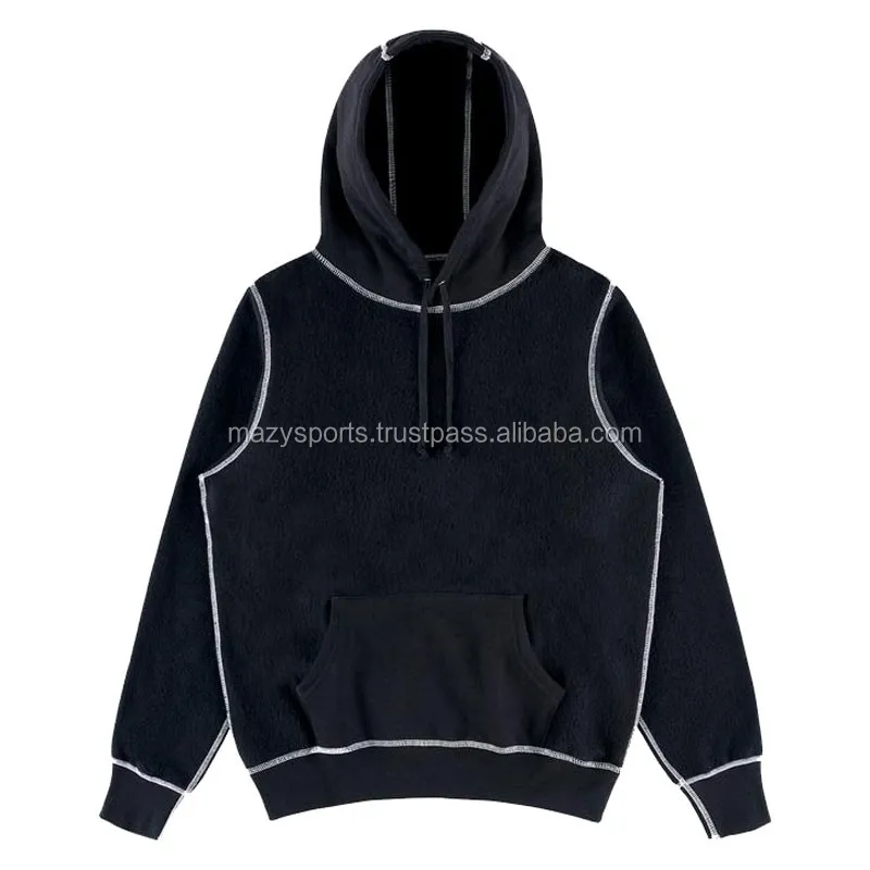 contrast embroidered letter fleece hoodie