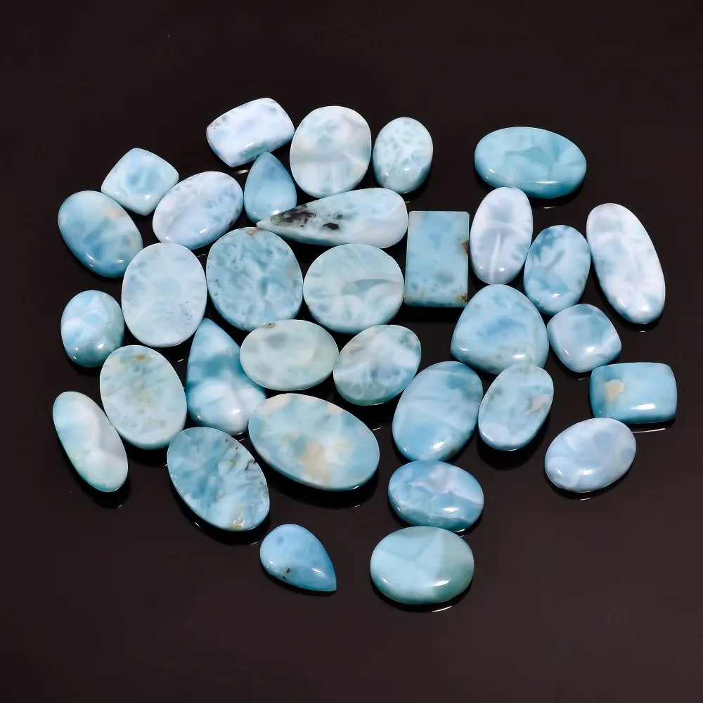 Details about / GTL CERTIFIED NATURAL BLUE LARIMAR 250CTS MIX CABOCHON LOOSE GEMSTONE WHOLES p74