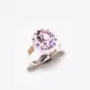 Magnificent Indian Design Sterling Silver 925 Oval Shape Amethyst Stone with Prong Setting Women Ring