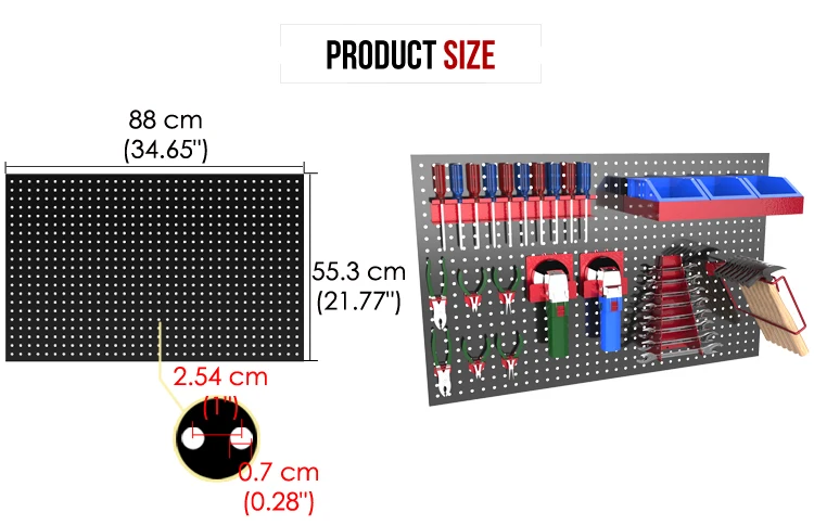 Retail Display and Tool Rollers Storage Shelf Holder Panel Peg Board