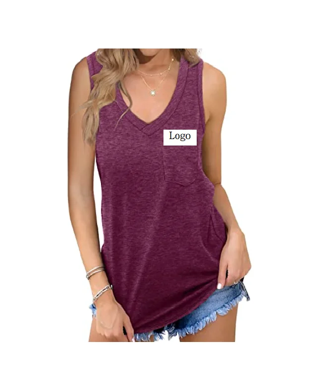 Custom high quality tank top shirts quick dry sleeveless sports fitness women pocket vest custom screen printing logo