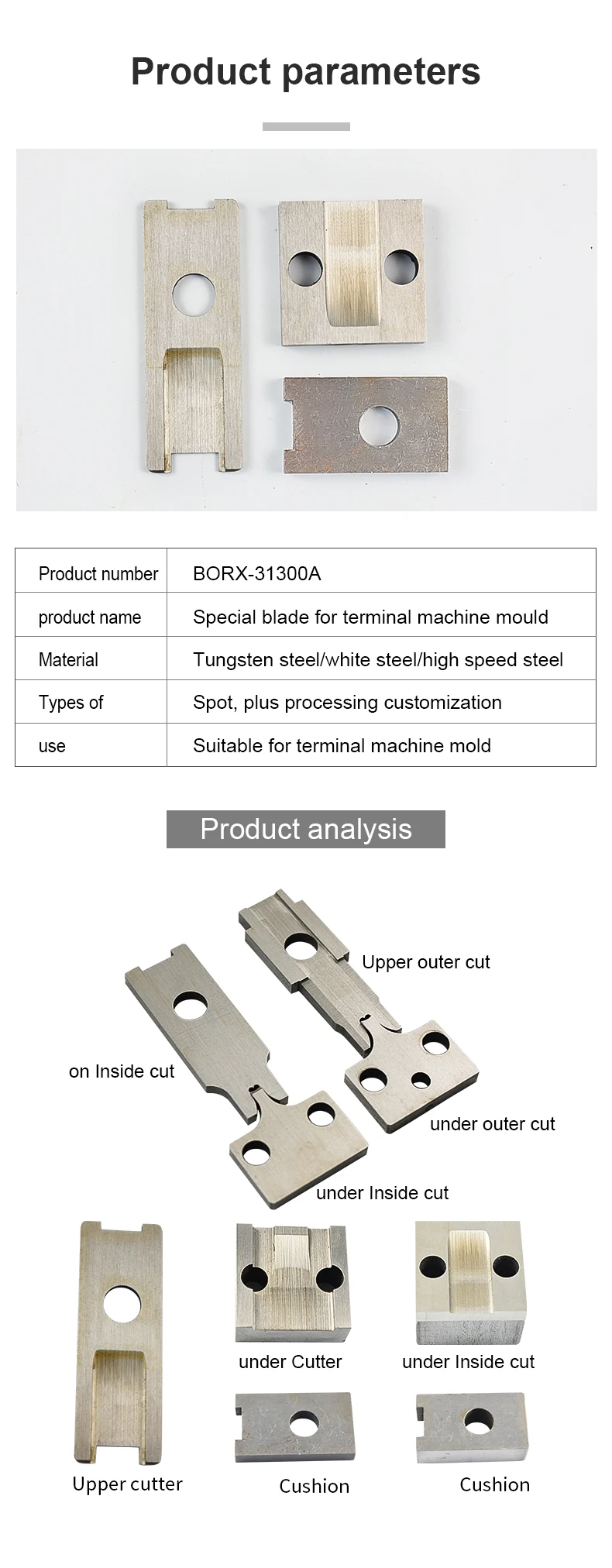 Customized Cold Press Terminal Knife Mold Otp Terminal Mold Cut Blade ...