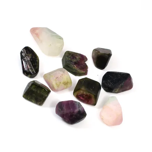 天然电气石 10 件 lot 32.48gm 粗糙自由形态松散宝石