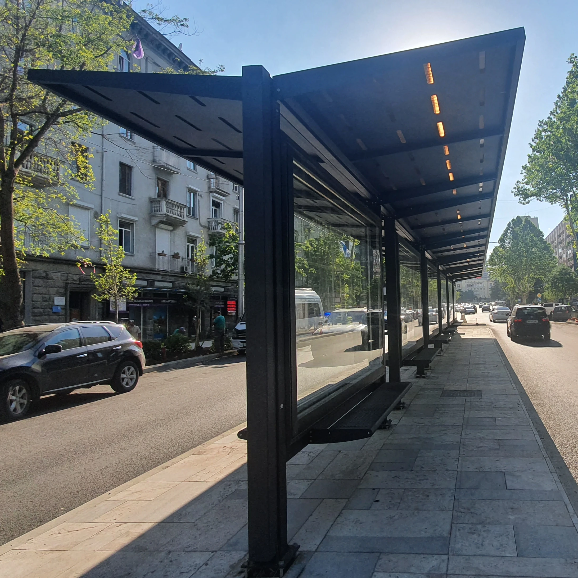 
Double Sided Bus Stop / Advertisement Bus Stop, Shelter with Lightbox Kiosk 