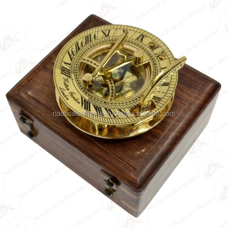 Sundial Compass With Wooden Box Vintage Nautical Collectible Compass With Box Buy Nautical