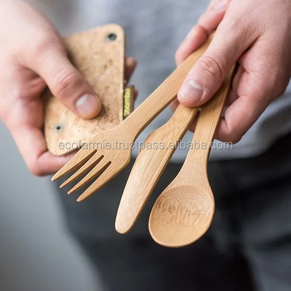 Spoon And Fork Reusable Eco Friendly Bamboo Cutlery Travel Picnic