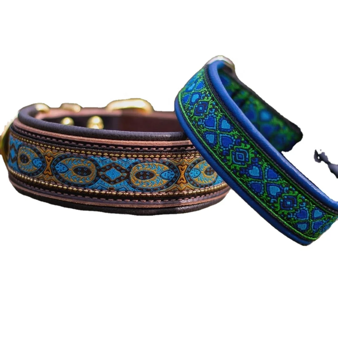 Top Trendy Genuine Leather Premium Quality Soft Padded Dog Collar Wholesale Manufacturer All