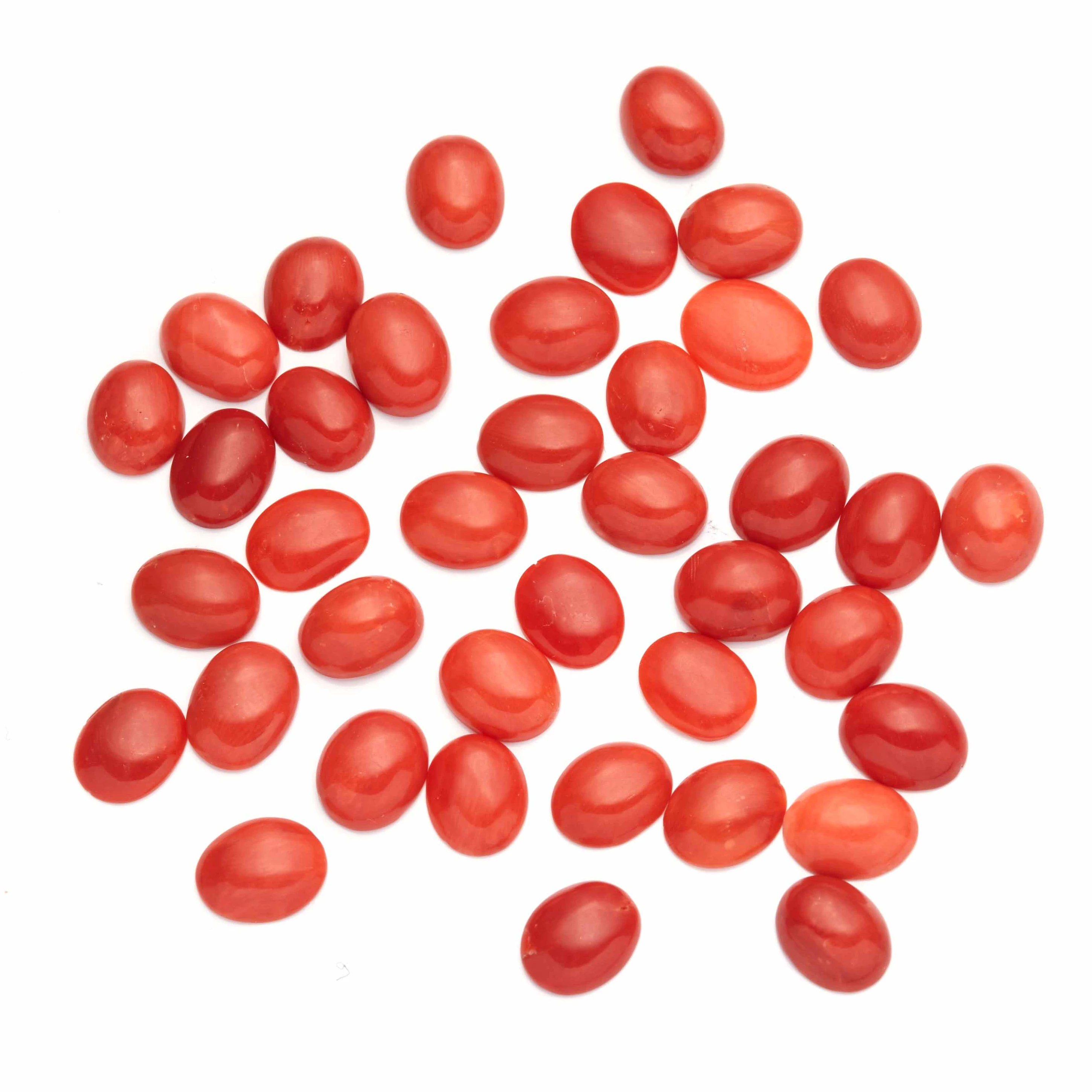 Natural Italian Red Coral 6x4mm Oval Cabochon Loose Gemstone Lot
