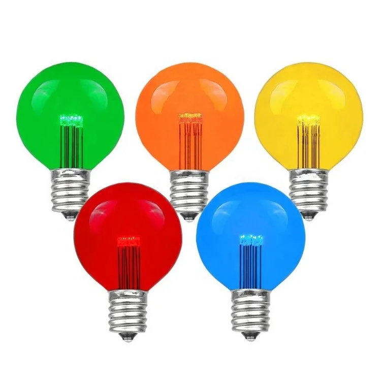 Hot Selling Multi Assorted Color LED G50 Globe Bulbs Transparent Shatterproof