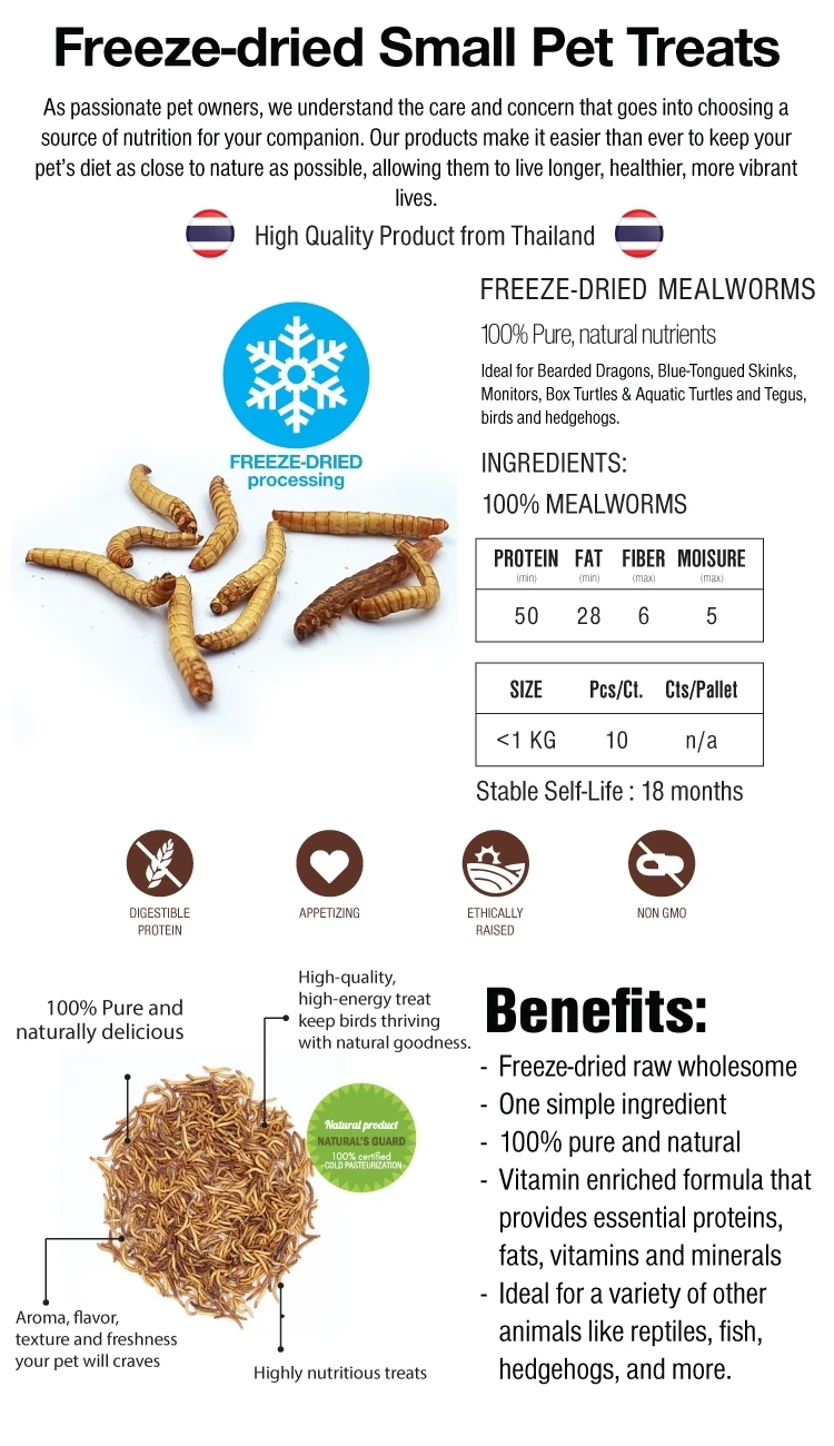 Wholesale Ecofriendly Freezedried Meal Worms For Birds Reptiles And