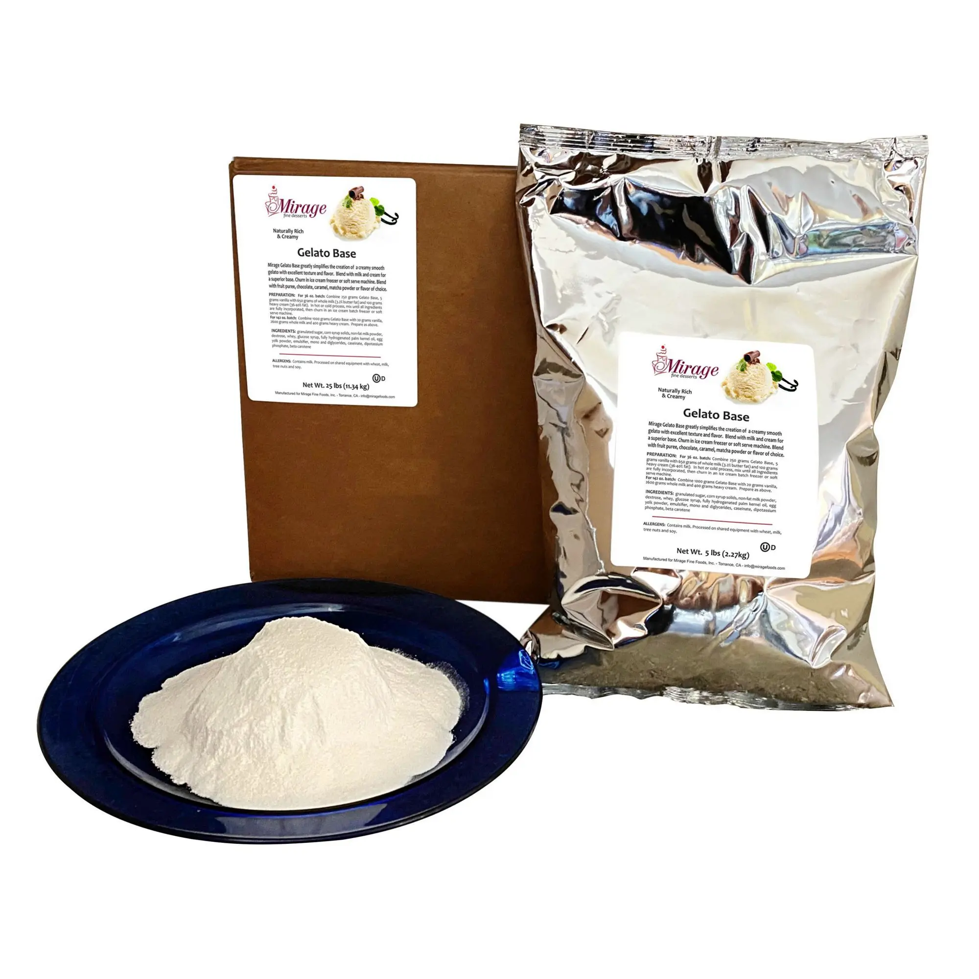 pastry cream gelato mix powder with 280 servings per case