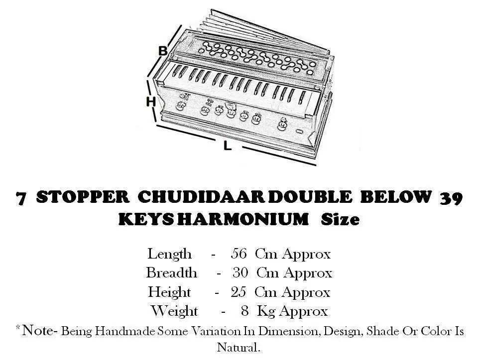 Harmonium 7 Stopper Double Bellow High Class Sound Laying Style Harmonium 39 Key 3.25 Octave