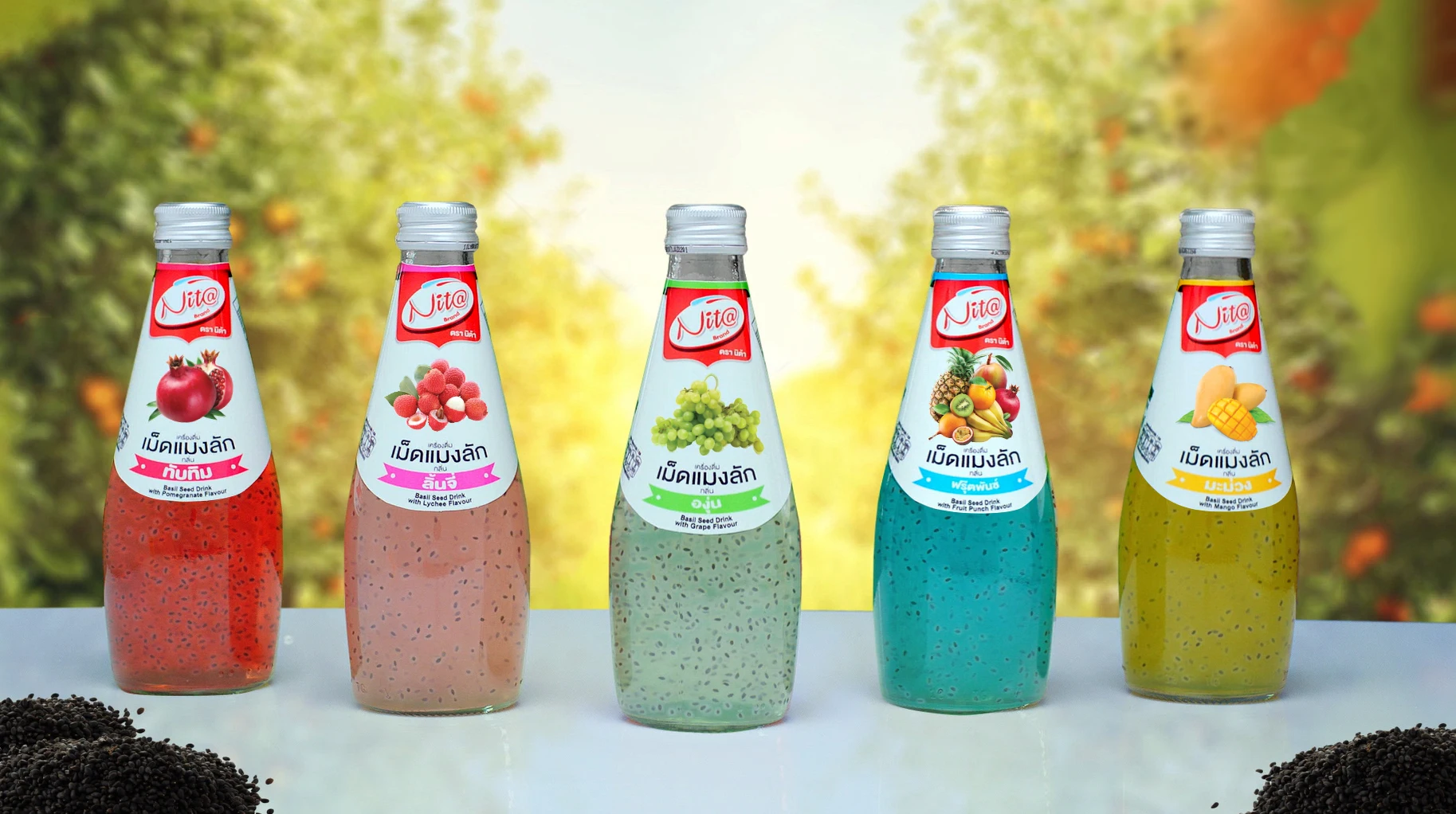 Basil Seed Drink with Fruit Flavors