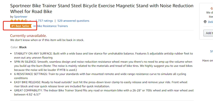 sportneer bike trainer stand steel