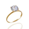 Beautiful High Quality White Crystal Round Shape Solid 9k Gold Engagement Ring Wholesale Jewelry