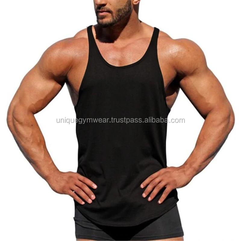 Para hombre Gimnasio Camiseta sin mangas Camiseta Tee Stringer Músculo Culturismo Y-BACK CHALECO Fitness