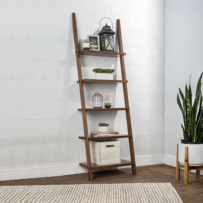 Wooden Leaning Ladder Rack With 5 Shelves Buy Ladder Rack,Wooden