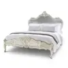 Sylvia French Upholstered SIlver Leaf color Solid Wood Bed