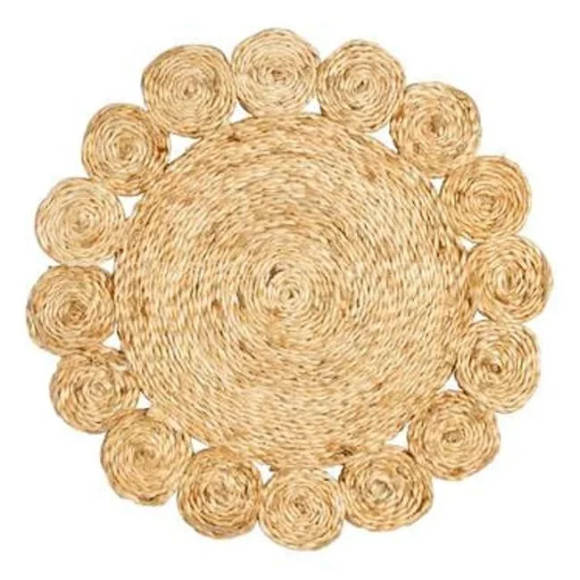 Golden Fiber Jute Material Eco Friendly Area Rugs Hand Woven Doormat