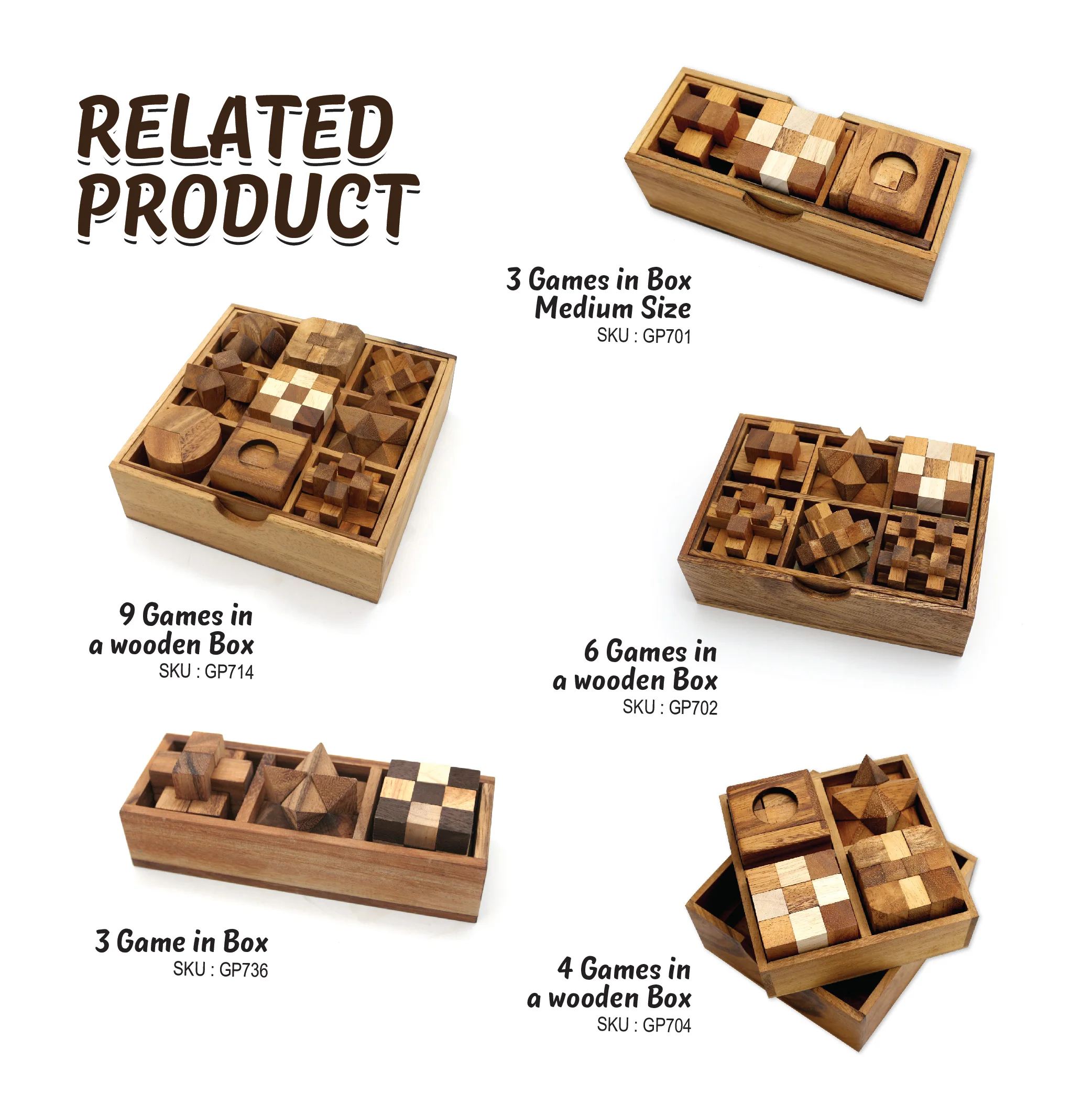 Wooden Puzzle Set for Adults, Brain Games