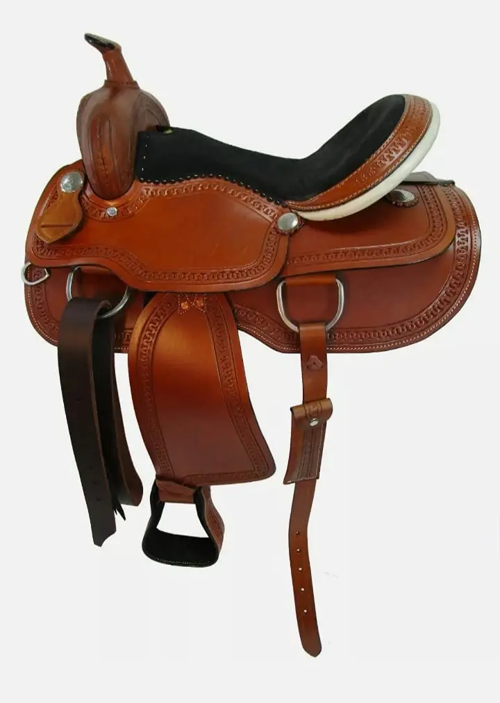 Leather Western Horse Riding Saddle Leather Trail Pleasure With Tack